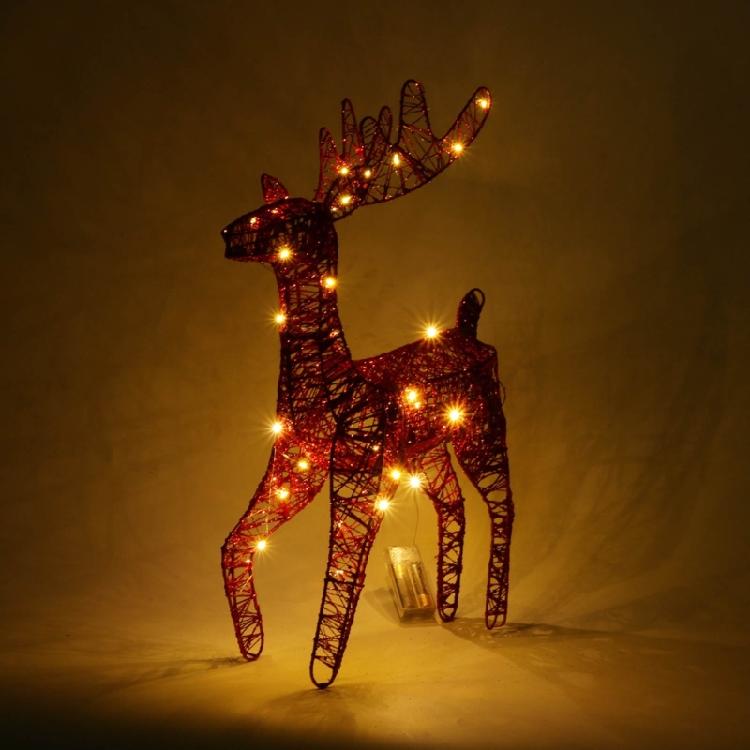 Christmas Wrought Iron Deer Figurine with Led Light Holiday New Year Party Decor