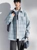 Autumn Men's Trendy Knit Plaid Jacket - Versatile, Fashionable, Loose Fit with Couple Lapel Style