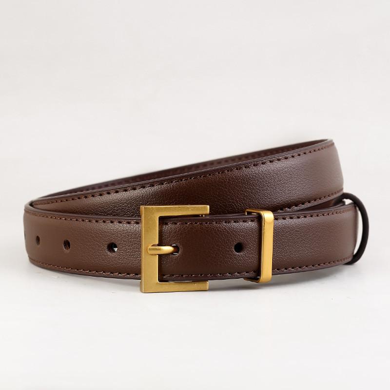 

Classic Leather Waist Belt With Nickel Alloy Buckle Suitable For Casual And Office Looks темно-коричневого кольору
