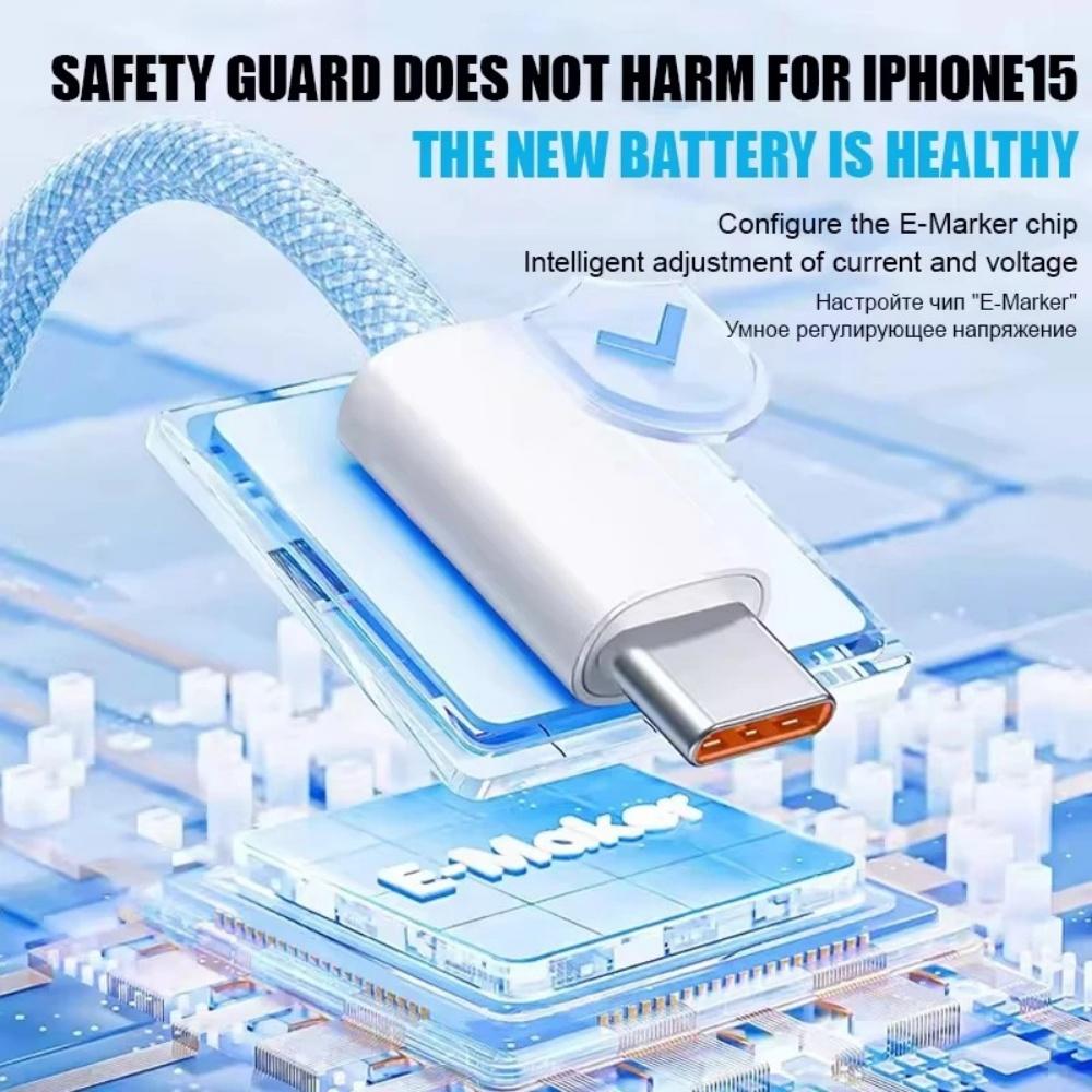 60W USB C To Type C Phone Charging Wire PD Super Fast Charging Data Cable For Xiaomi Huawei Samsung Quick Braided Charging Cord