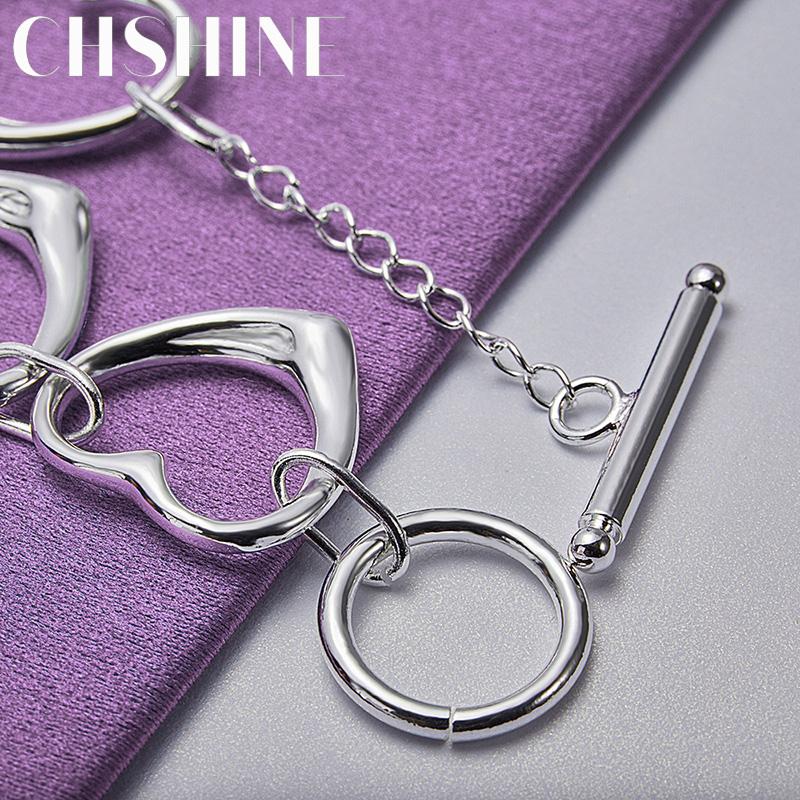 CHSHINE 925 Sterling Silver Love Heart Chain Bracelet For Women Wedding Party Fashion Charm Jewelry