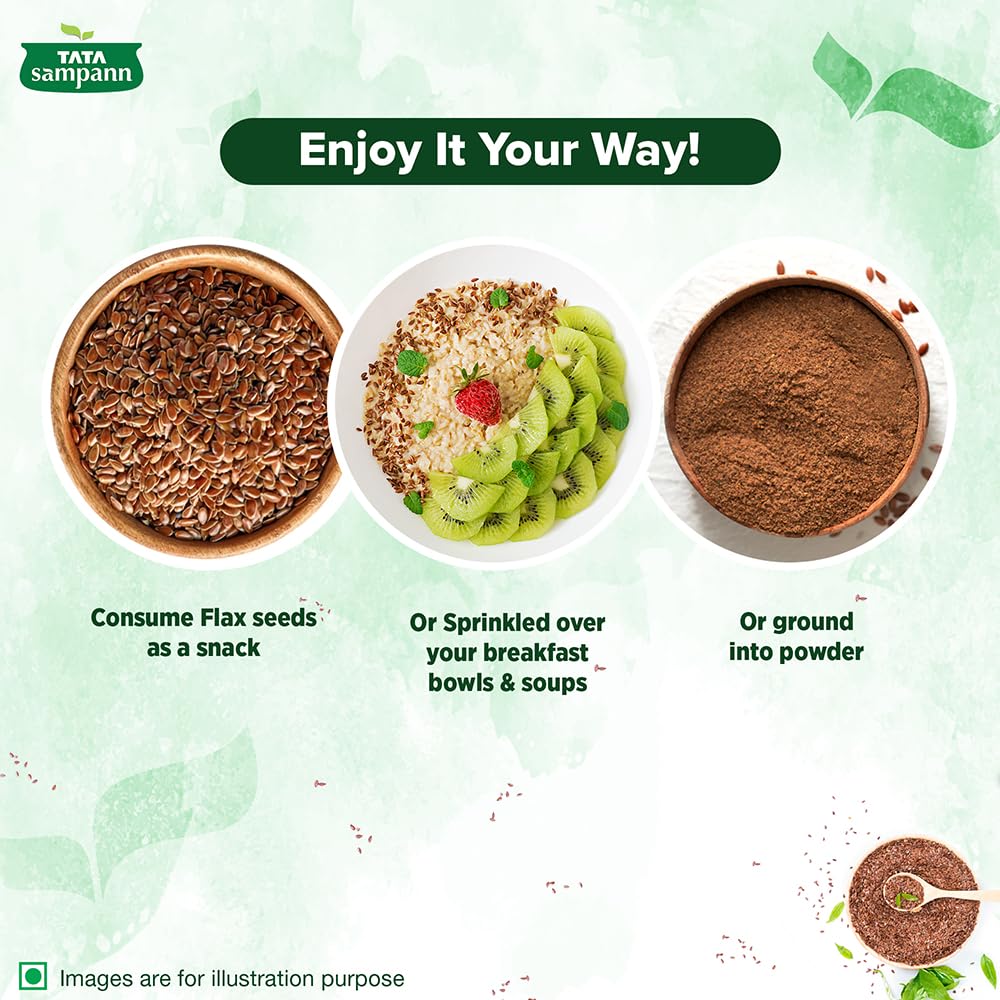 Tata Sampann Pure Flax Seeds 200gx Pack of 2 High Protein Dietary Fibre Source of Iron Omega 3 Rich Premium Raw Superfood