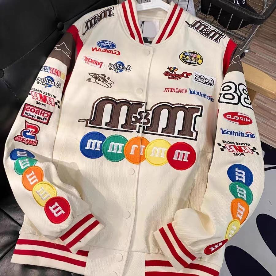 American baseball jersey men's and women's spring and autumn neutral heavy industry embroidered splicing locomotive jersey couple jacket jacket