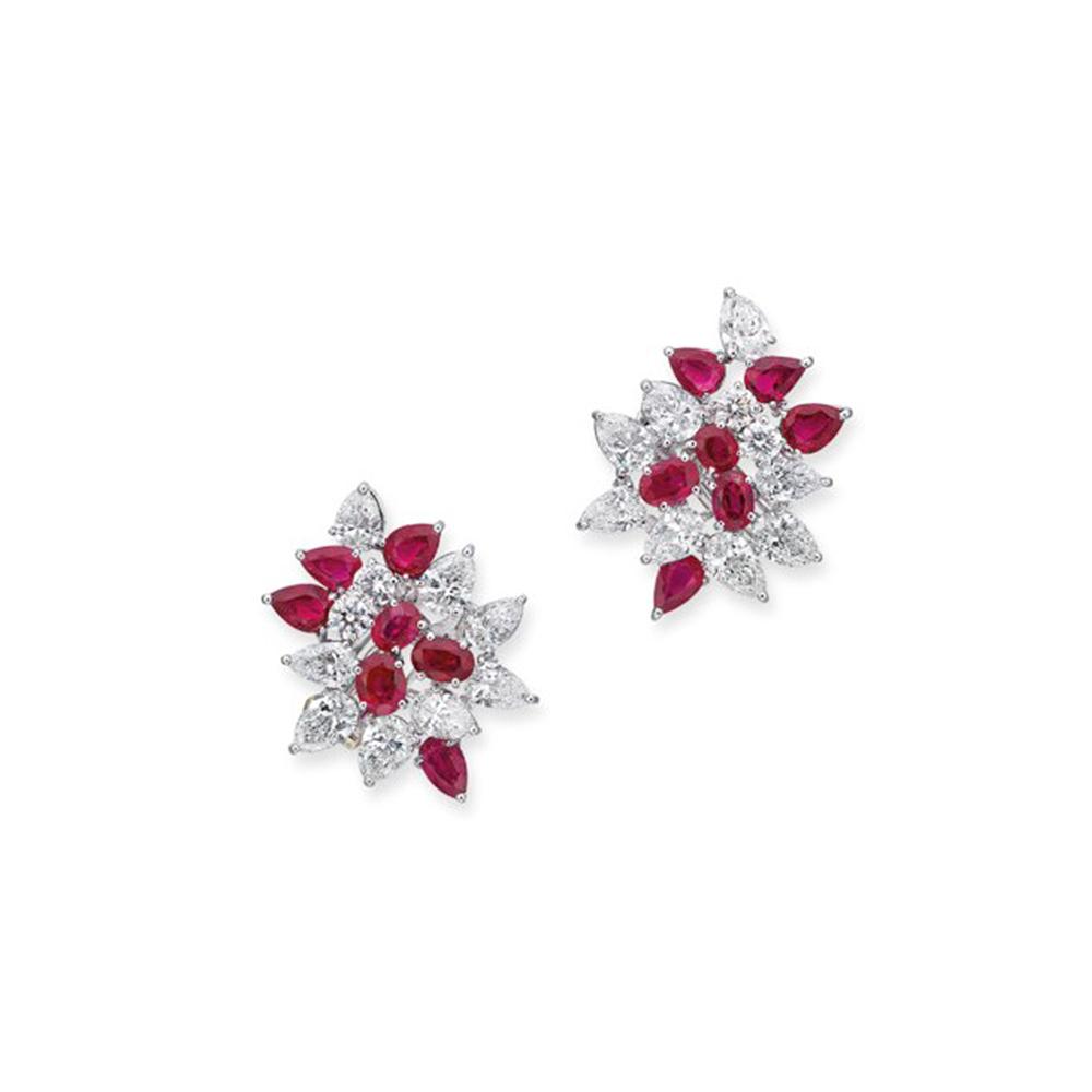 Huitan New Trendy Red Flower Stud Earrings Bridal Wedding Party Earrings Luxury Fashion Women Accessories Birthday Gift