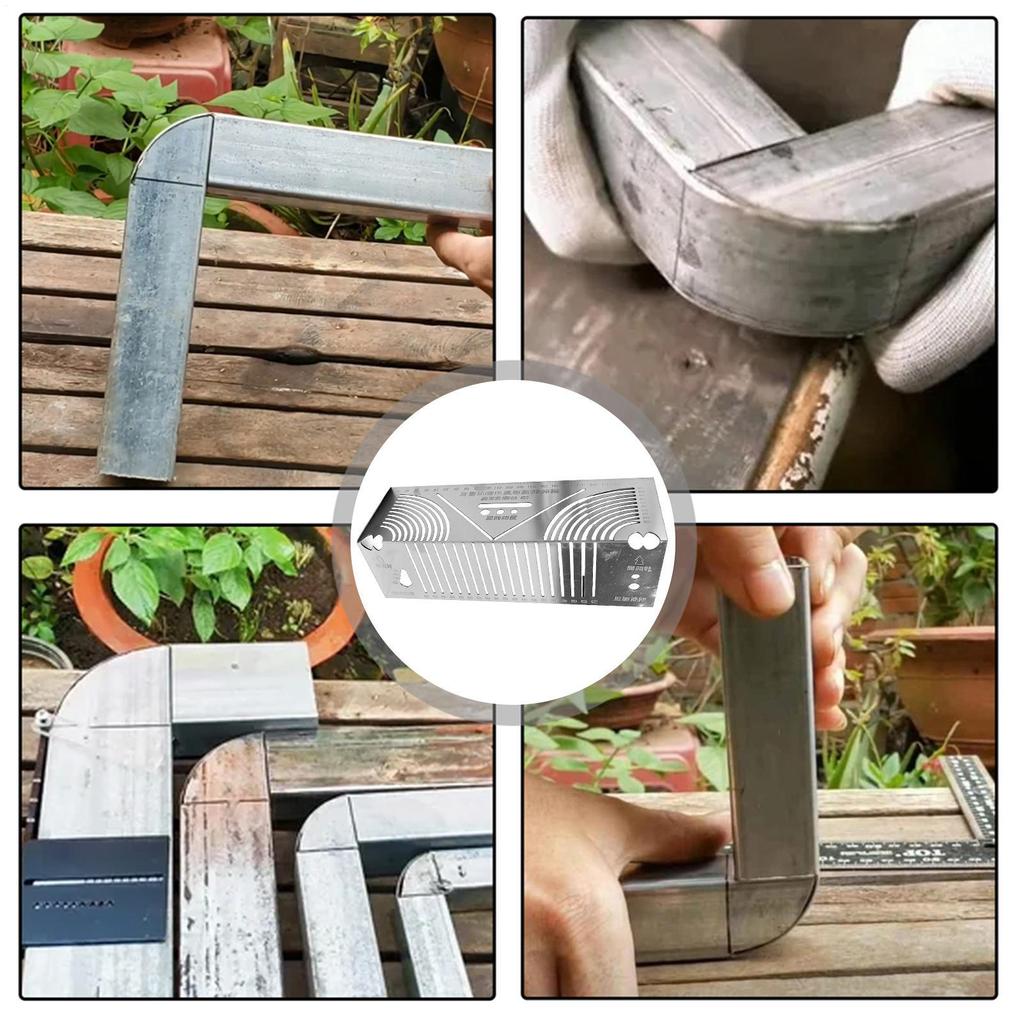 Arc Angle Marking Ruler Multifunctional Square Tube Rounded Corner Drawing Ruler 90 Degree Folding Ruler Line Drawing Tool