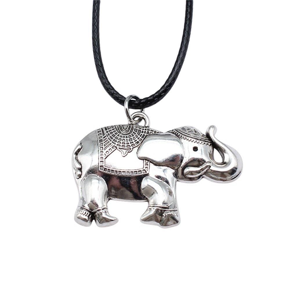 45cm Necklace Leather Chain Big Elephant And Horse Wedding Jewelry Findings QN027