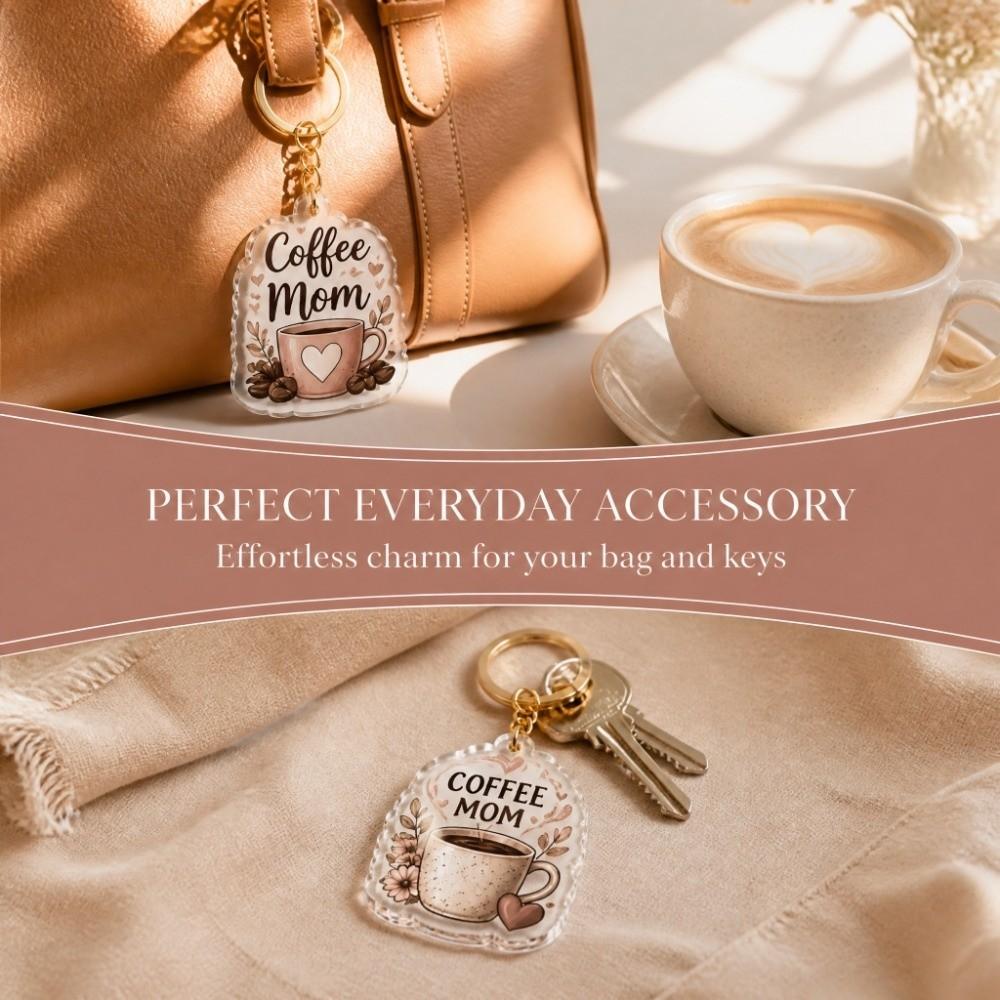 8pcs Colorful Mini Key Chains Acrylic Bag Charm Key Ring New 2D Flat Acrylic Keychain Set Gift