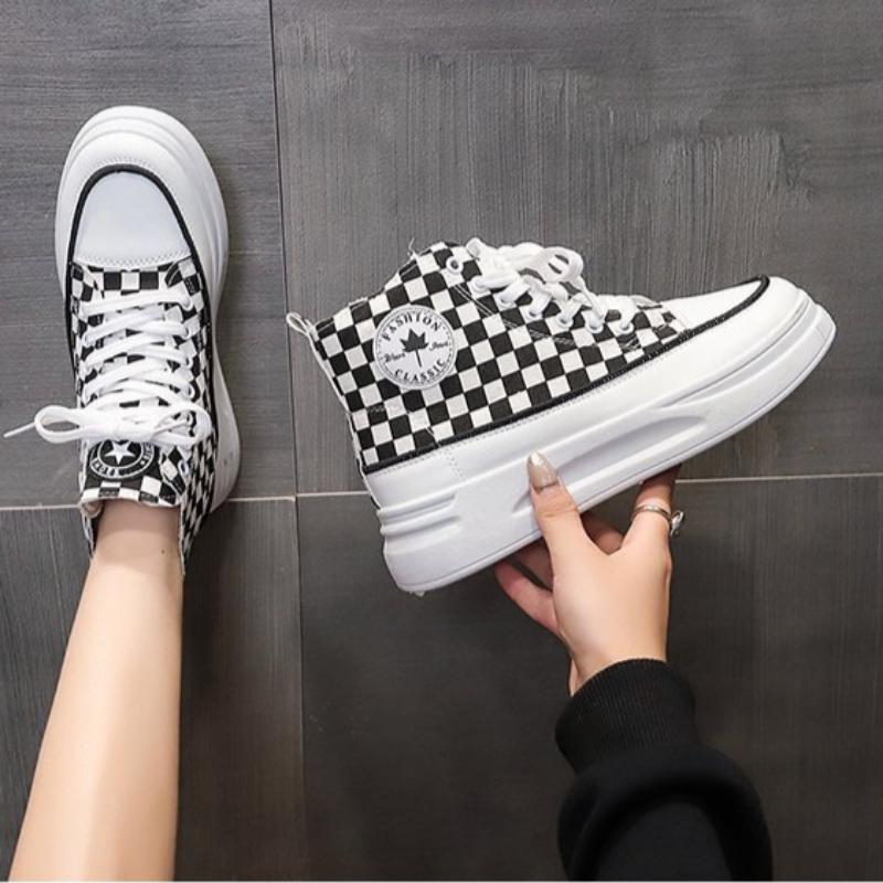 

Женские белые туфли на толстой подошве, увеличивающие рост, износостойкие, удобные и модные парусиновые полуботинки с круглым носком 40 чёрный