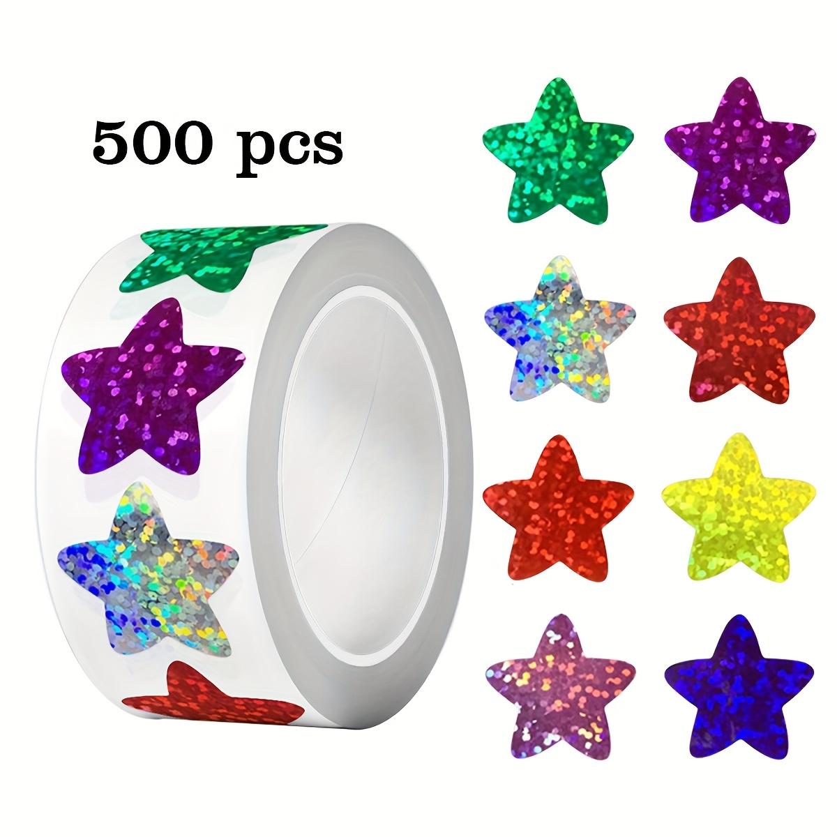 

500pcs Shiny Aluminum Foil Star Emoticon Stickers, 6 Styles with Various Colors and Patterns,Suitable for Encouragement, Rewards