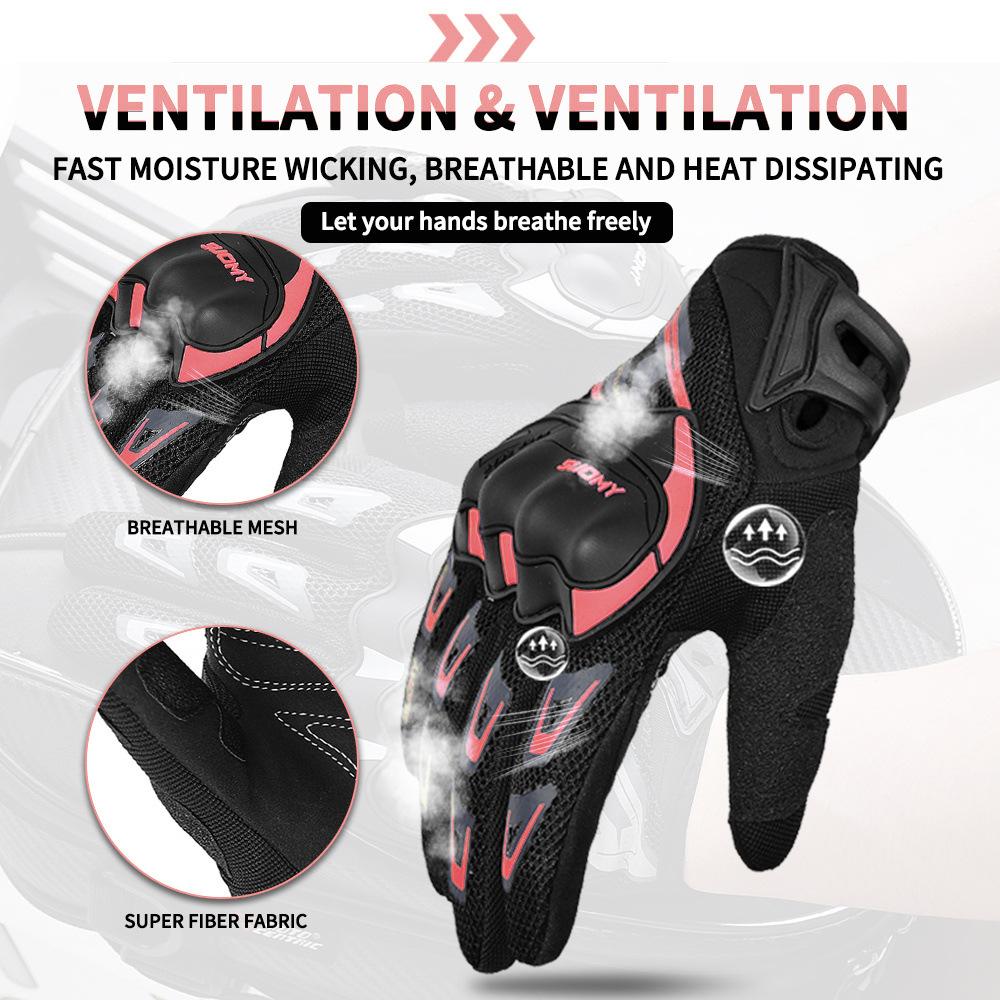Gloves Summer Mesh Thin Four-season Cycling Locomotive Rider Anti-drop Off-road Racing Male Full Finger