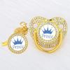 Diamond Princess/Prince Crown Baby Pacifier with Chain Clip (6M+)