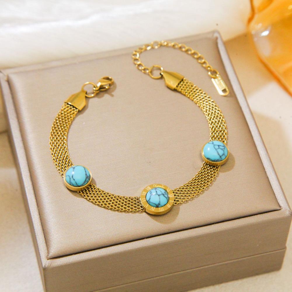 New Four-leaf Clover Bracelet Mesh Watch Bracelet Light Luxury Titanium Steel Watch Strap Chain Jewelry