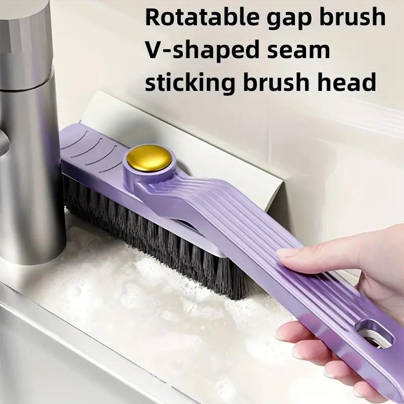 Multi-functional 4-in-1 Cleaning Brush with Rotating V-Type Head and Swivel Handle for Home, Kitchen, and Bathroom