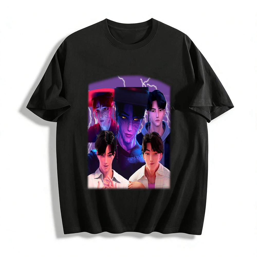 

Trendy Chinese Style Zombie Print T-Shirt Unisex Loose Casual Top For Fashion Enthusiasts Pure cotton T-shirt XXS
