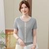 Elegant Women's Short-Sleeve Knit T-Shirt - Loose, Round Neck for Middle-Aged & Elderly Mothers (2026 Summer Collection)