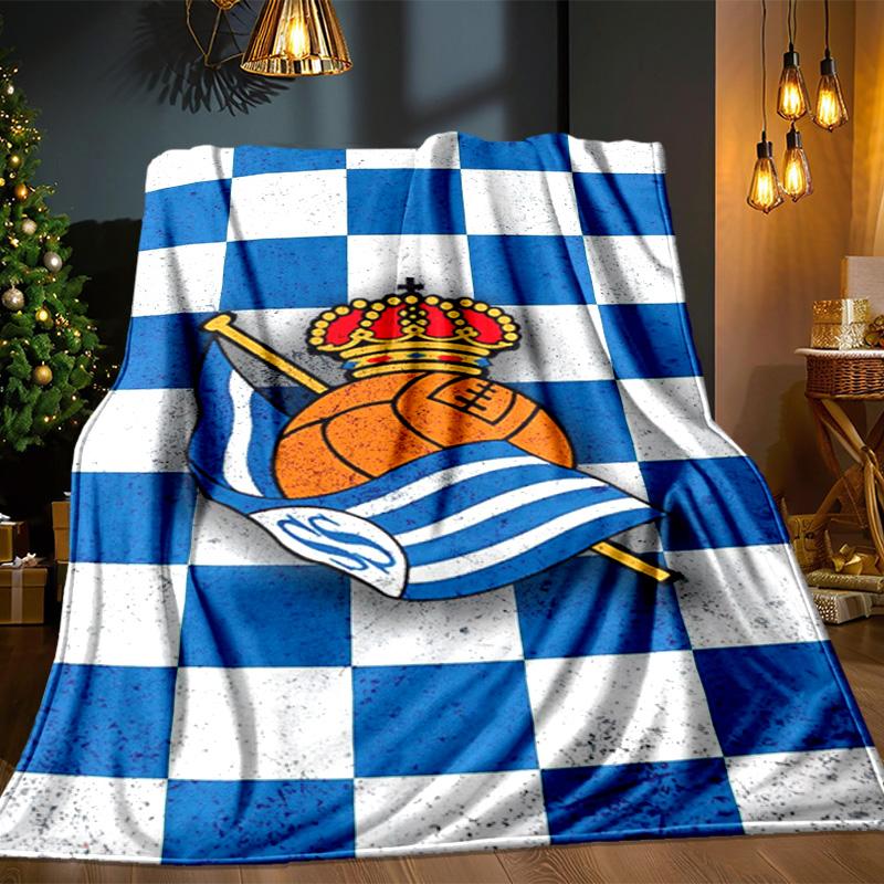 Real Sociedad Blanket Outdoor Flannel Blanket for Camping, Hiking, Garden Parties, Picnic Essentials,gift for family and friends