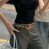 Y2K Leopard Print Belt Plush Punk Waistband Korean Style PU Leather Waist Belt  Female/Girls