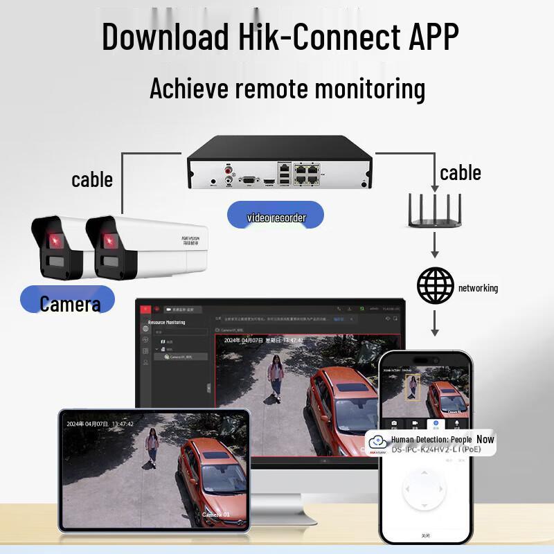 Hikvision 3MP Full-Color POE Bullet IP Camera CN Plug (adapter Included)