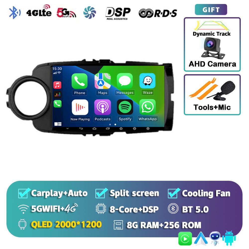 Android 14 Carplay Auto Car Radio For Toyota Yaris 2012 2013 2014 2015 2016 2017 GPS Multimedia Player Stereo WIFI+4G Video DSP