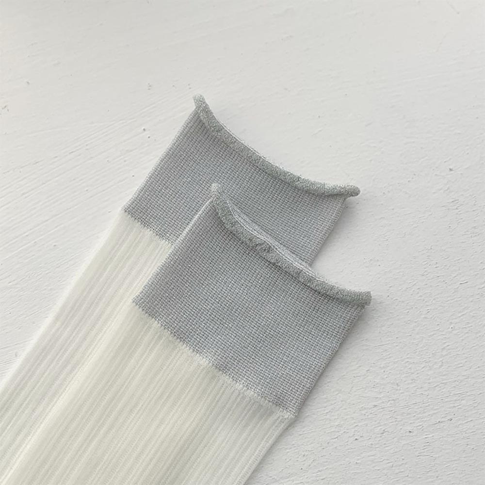 Korean Silver Thread Lolita Stockings Sweet Mid Length Socks Fashion Ties Stacked Socks
