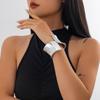 Salircon Irregular Geometric Open Spring Bangles for Women 2026 Trend Punk Smooth Metal Wide Bracelet Party Jewelry