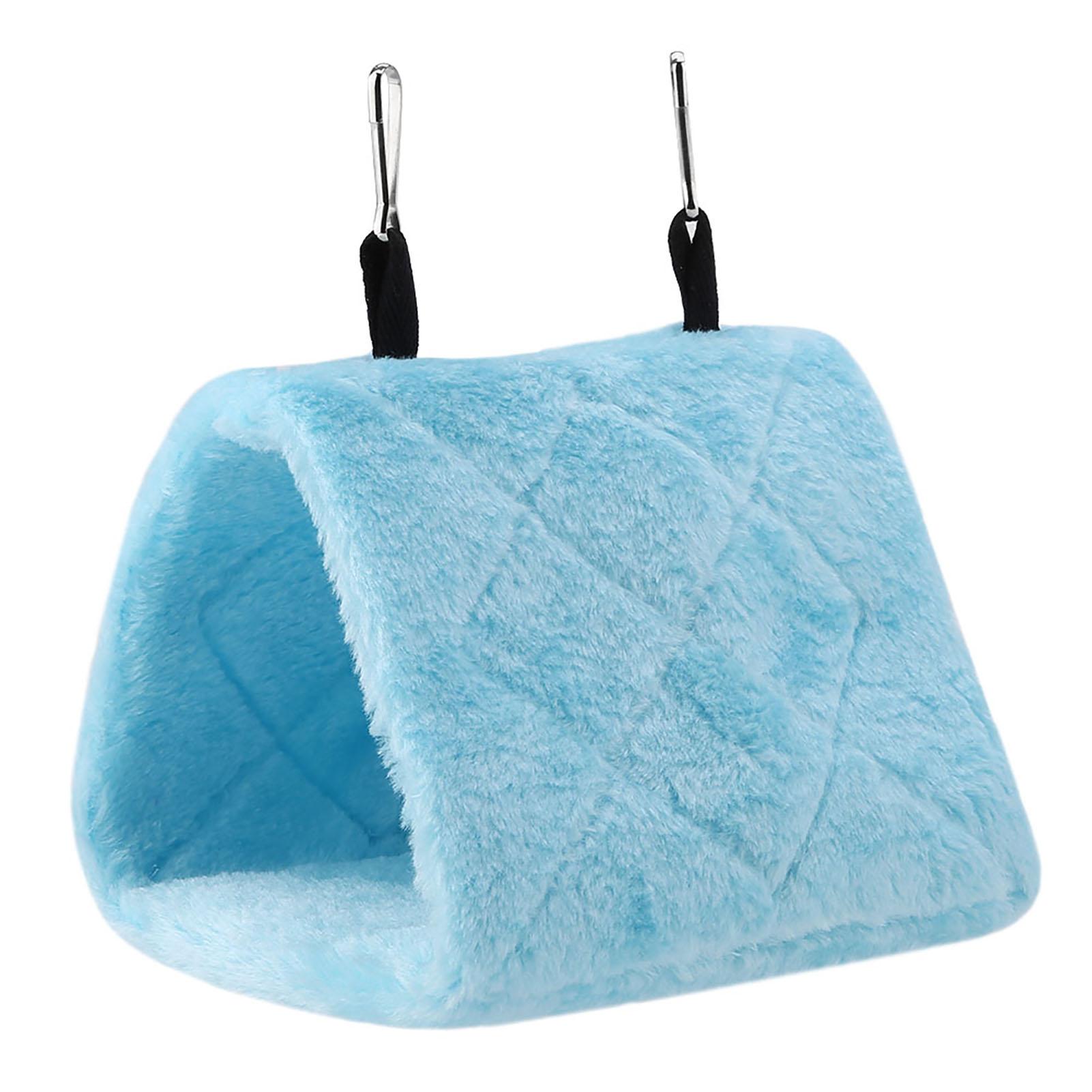 

Soft Plush Hammock Hanging Cage Tent For Birds Parrot Winter Warm Bed Pet Toy (Blue S) S синий
