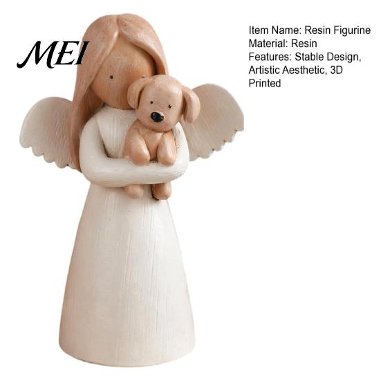 Sympathy Gifts for Loss of Pet Angel Holding Puppy Figurine, Cute Dog Resin Statue Home Small Tabletop Sculptures Shelf Desk Decor, Handcrafted