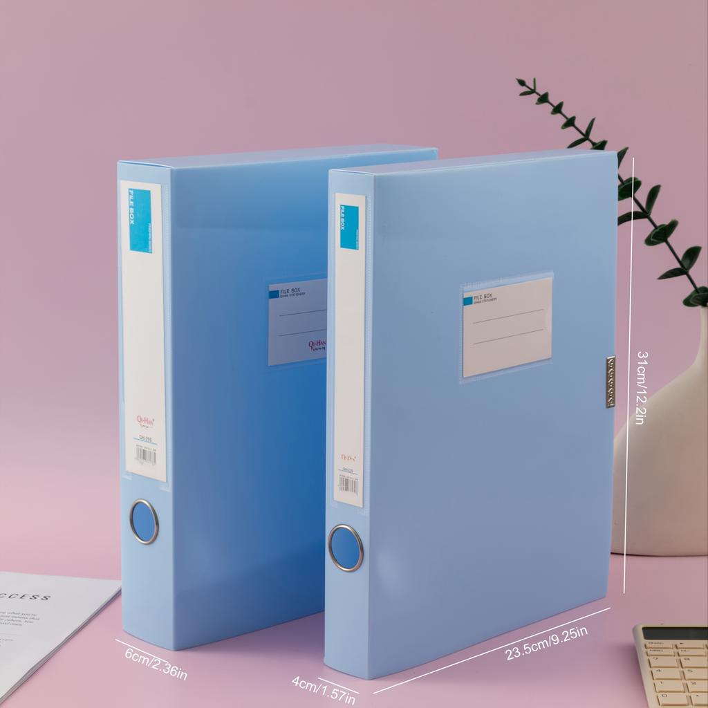 Large Capacity Colorful A4 Thickened Archive Box Foldable Plastic File Folder for Office Use, Accounting Documents Organization