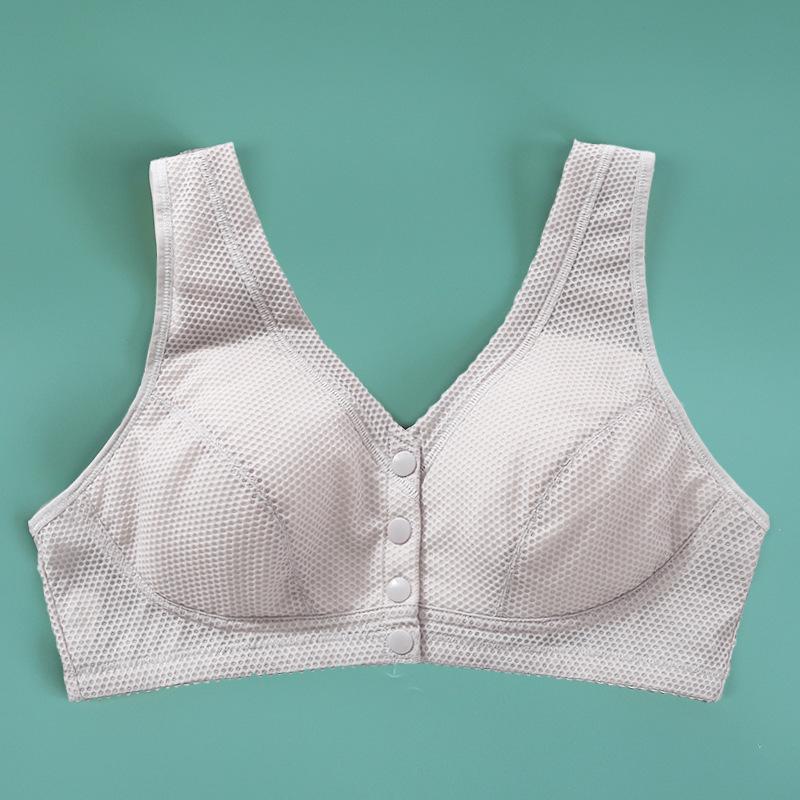

Летний большой размер сотовый тонкий бюстгальтер с пряжкой спереди жилет для среднего и пожилого возраста бюстгальтер дышащий без стальных колец собирающий нижнее белье 48/110C светло-серый