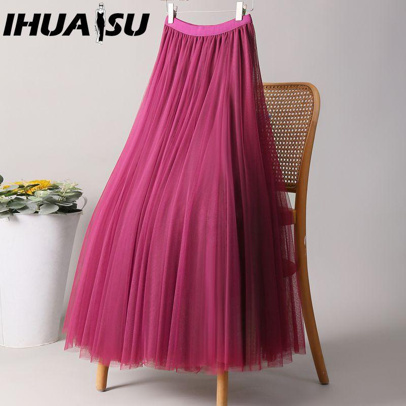 

IHUASU 28 кольорів Жіноча модна повсякденна літня весняна спідниця XL електричні фіолетовий колір