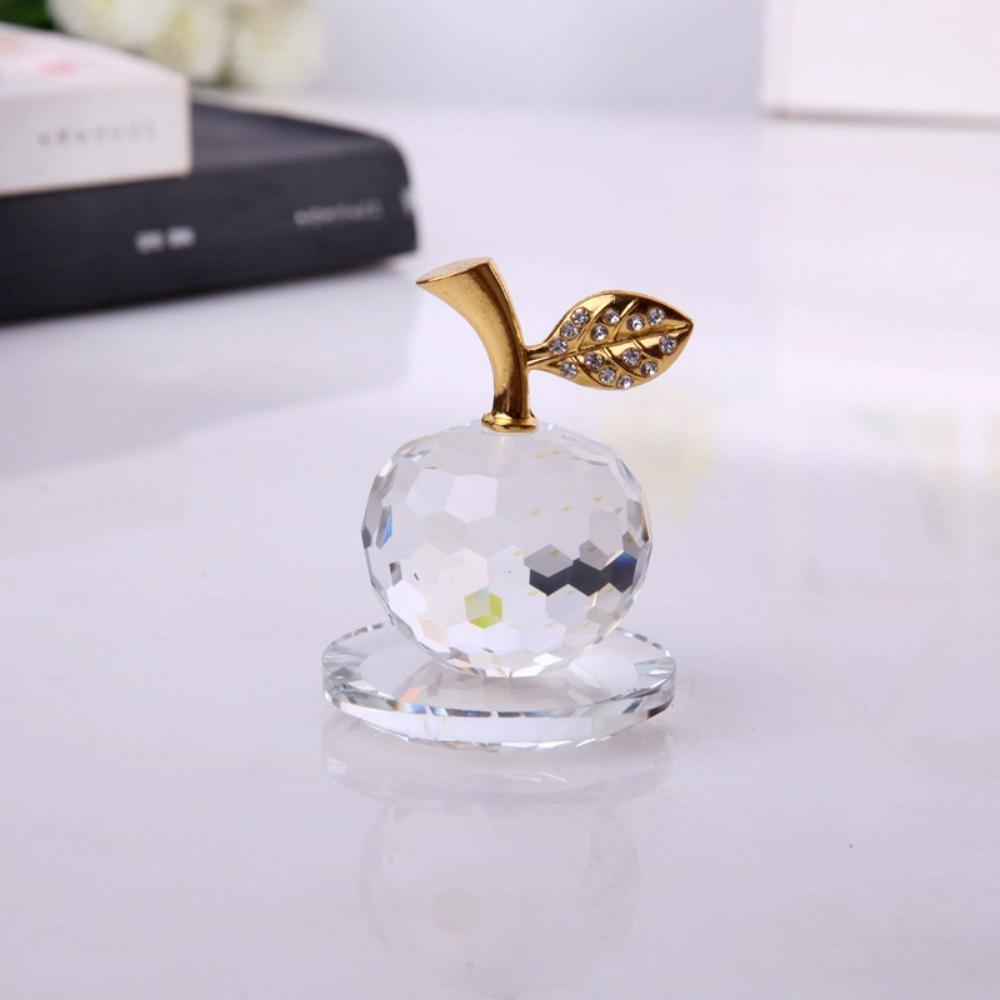 3D Crystal Apple Ornament Diamond Apple Craft Souvenir Home Living Room Desktop Decoration Car Ornaments Fruit Figurines Gift