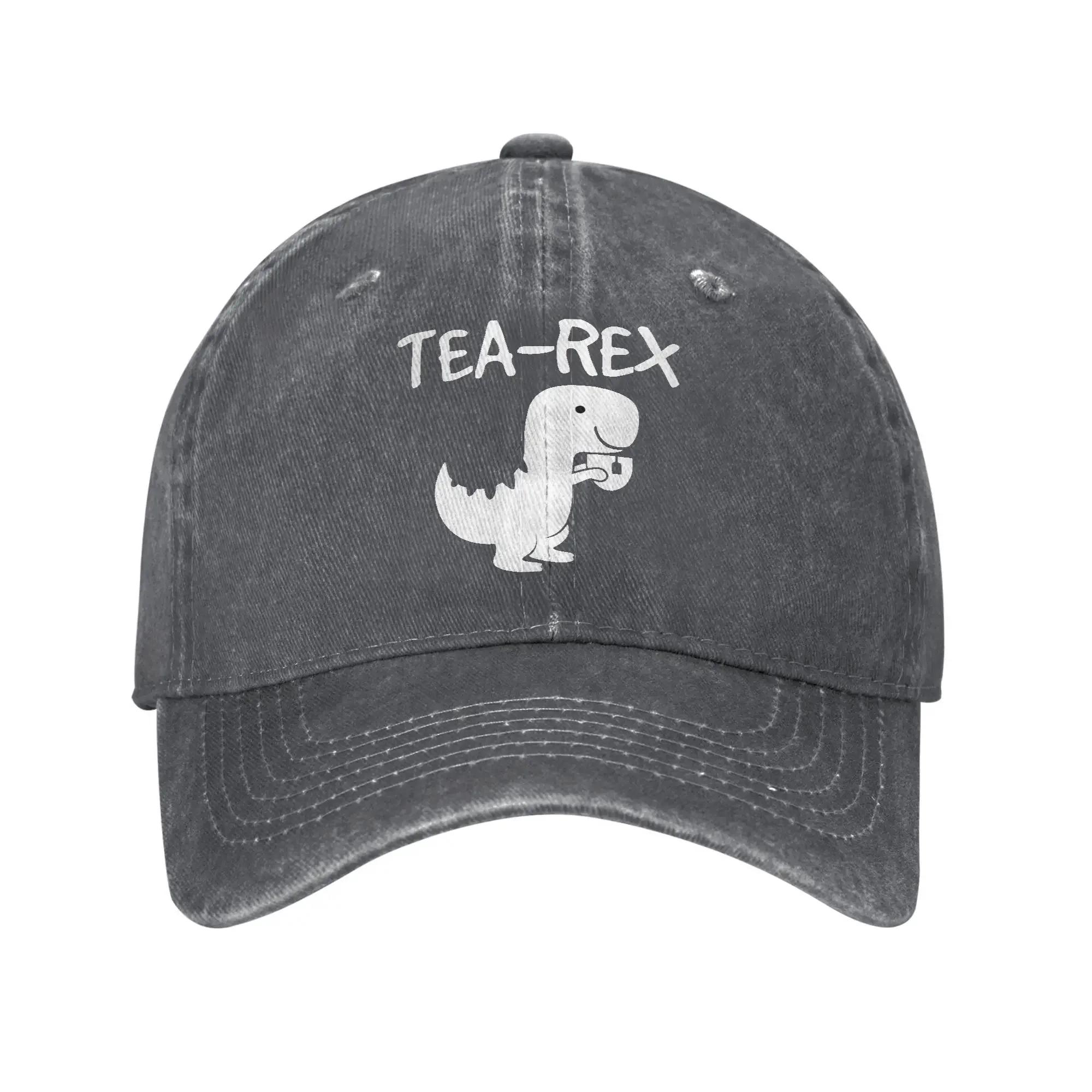 

Tea-Rex T-Rex Dinosaur Teacup Unisex Style Baseball Cap Cartoon Cute Distressed Denim Washed Hat Outdoor Workouts Gift Snapback Adjustable
