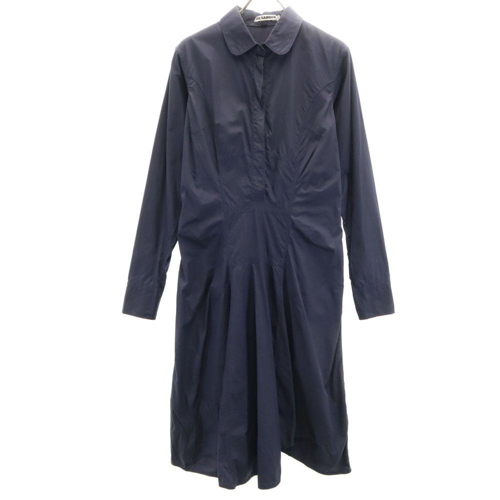 JIL SANDER made in Italy Long sleeve Shirt dress 38 Navy Women Used