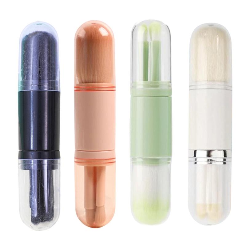 Multi Functional 4 in 1 Makeup Brush with Soft Bristles for Gentle Face Care for Travel or Home Cosmetic Beauty Needs