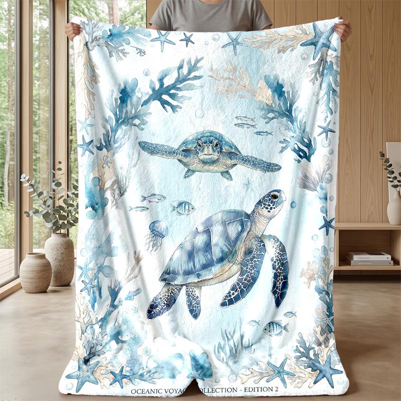 Oceanic Voyage Collection Theme blanket Lightweight Warm Flannel Blanket Decorative Throw Blanket for Home Decoration