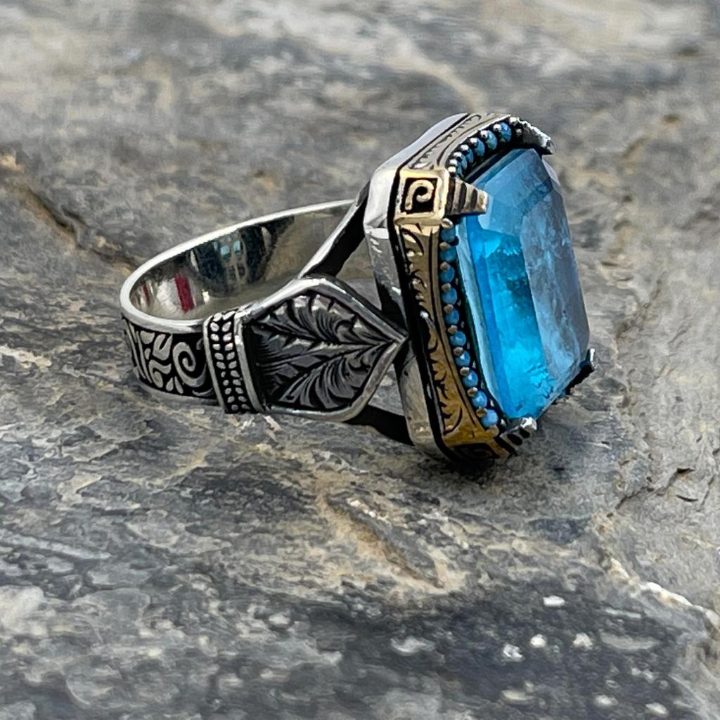 Anello A Onda In Argento 925 Con Opale Di Fuoco Blu Sintetico, Regolabile, Gioiello Vintage Per Donna