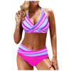Women's Fashion Split High Waist Printed Bikini With Bra Pads And No Bra Swimsuit