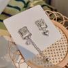 Silver Needle Niche Design Asymmetrical Tassel Chain Earrings, Sweet and Cool Spice Girl Geometric Earrings Personalized Earrings Women
