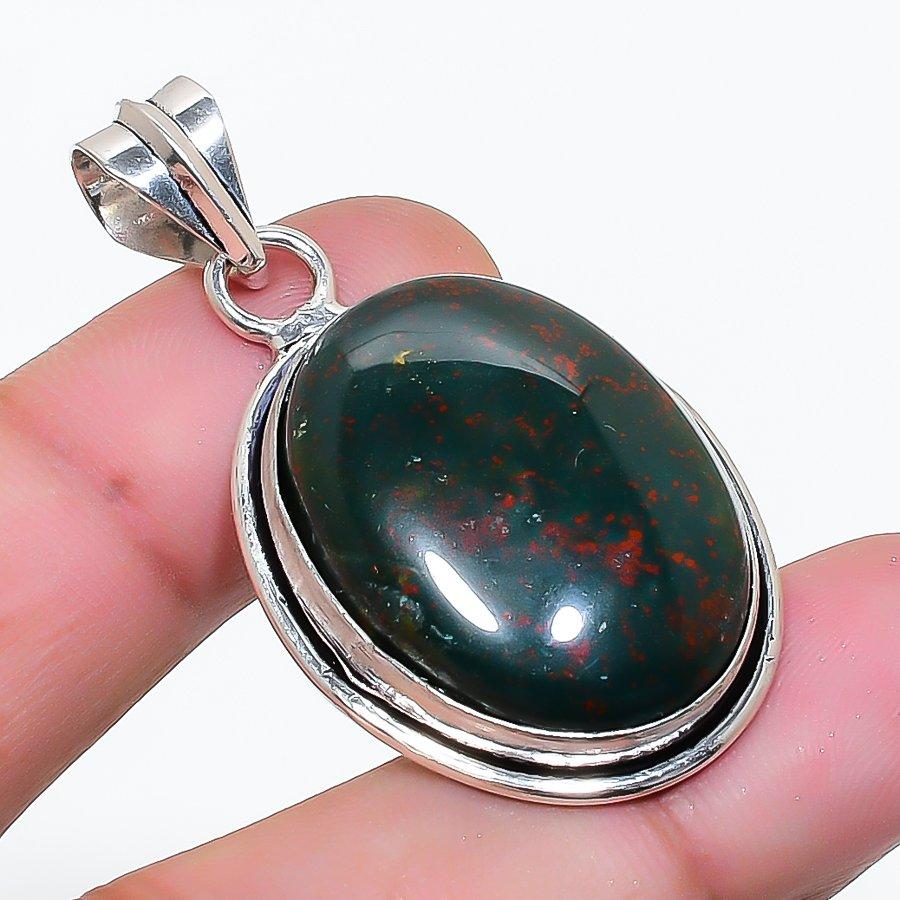Natural Bloodstone Gemstone Handmade 925 Sterling Silver Pendant 1.73  AP-14813