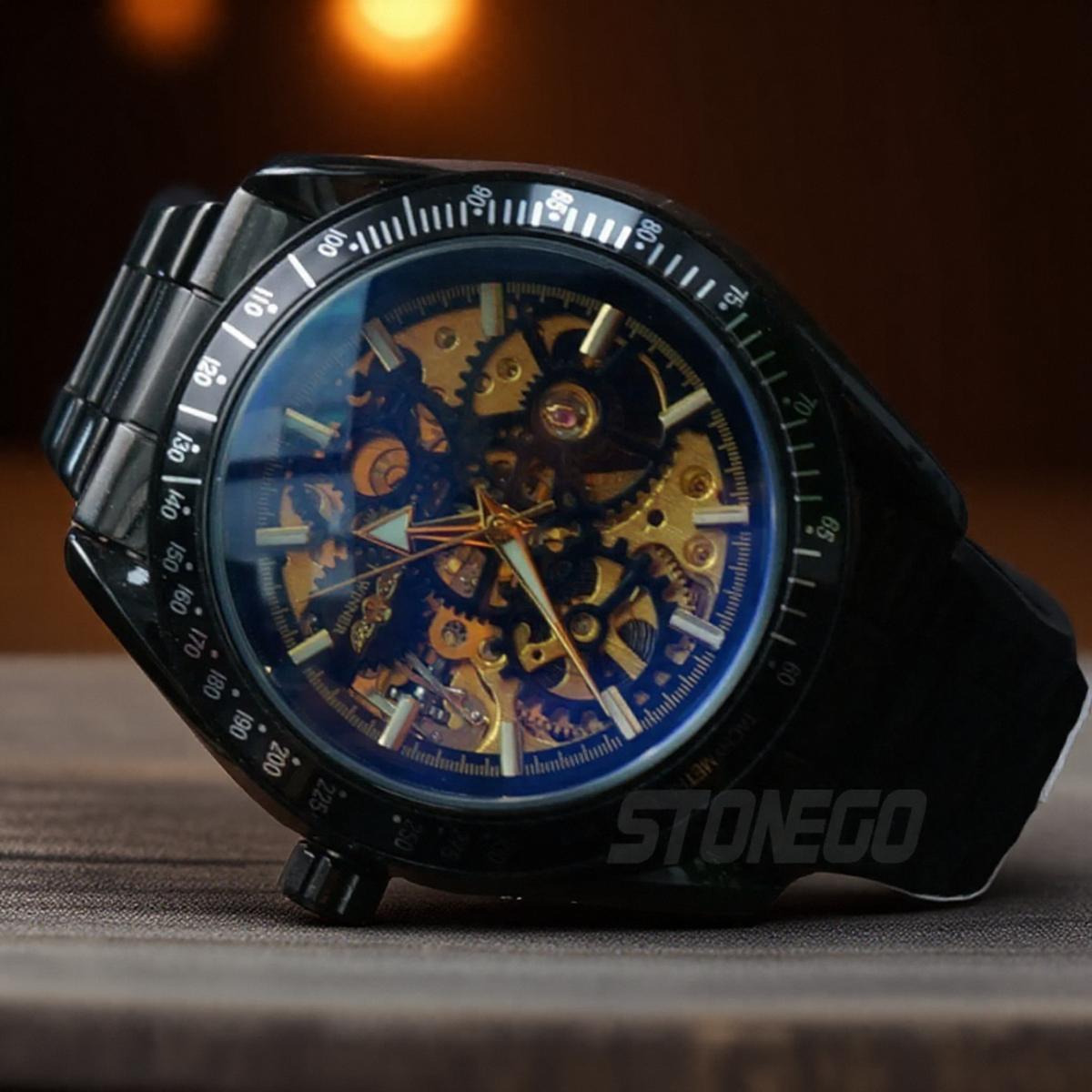 Женские автоматические механические скелетные часы с автоподзаводом, позолоченные, классические, водостойкие, роскошные часы