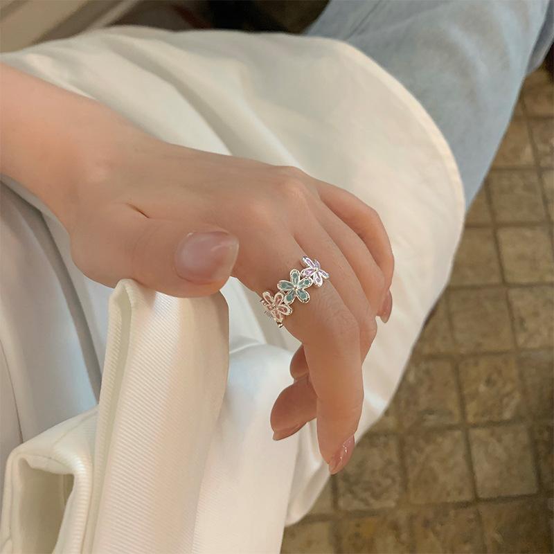 

Циркон, капающее масло, цветущее кольцо, маленькое свежее и маленькое изысканное кольцо, модное универсальное нишевое ювелирное изделие для женщин