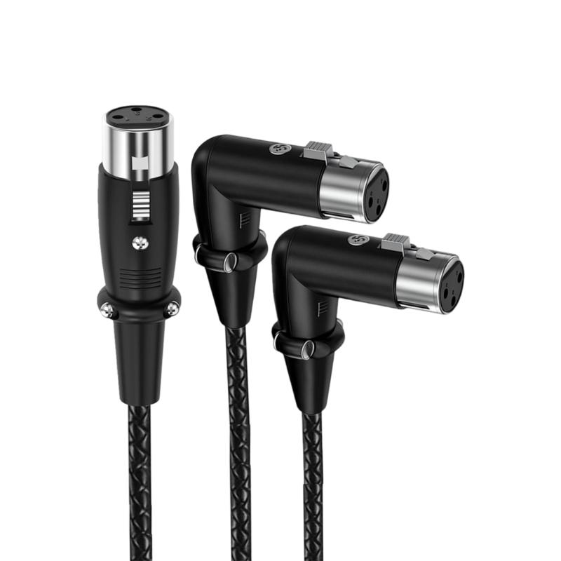 3Pin Splitter Cable 1 3Pin Female to 2 Female Y Cable Balanced Microphone Splitter Cord Sound Adapter 90 Degree