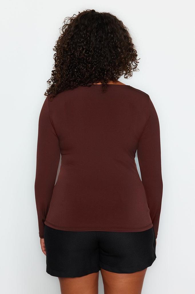  Women's Plus Size Blouse Black V-Neck Sandy Knitted Blouse