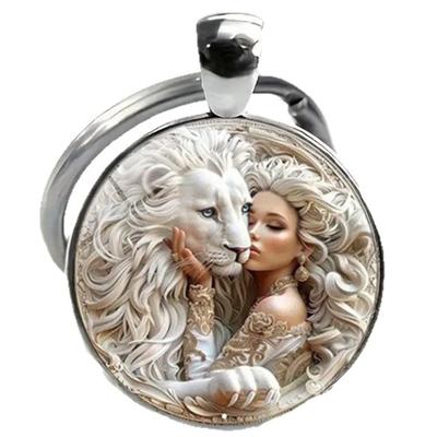 Llavero con colgante de aleación de vidrio con diseño de belleza y estilo.