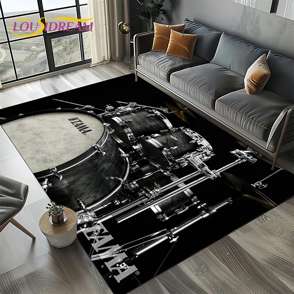 3D Music Instruments Drum Kit Drum Set Carpet Rug for Living Room Bedroom Home Sofa Decoration,Kids Area Rug Non-slip Floor Mat