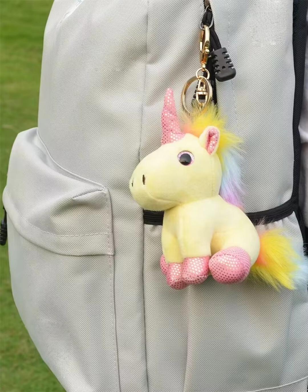 Kawaii Einhorn Plüsch Schlüsselanhänger Pferd Plüschtier Tasche Anhänger 12CM beige