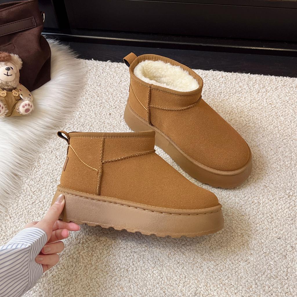 Schneestiefel Damen neue Winter Samt verdickt warme Baumwollschuhe dicke Sohle erhöhend Brotschuhe kurze Baumwollstiefel