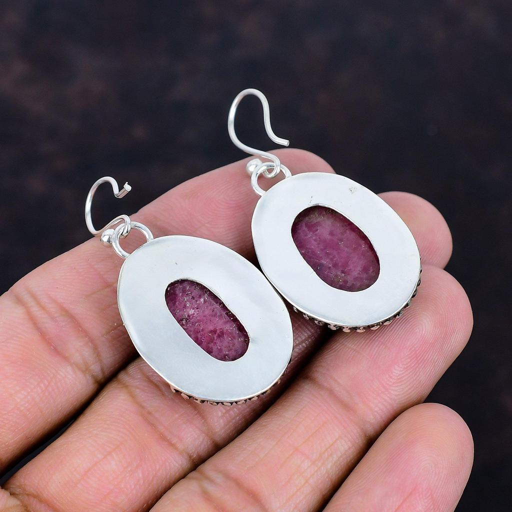 Rhodonite Earrings Original Gemstone Earring Silver Jewelry Handmade Earring 925 Sterling Silver Earring Engagement Gifts Birthstone Jewelry