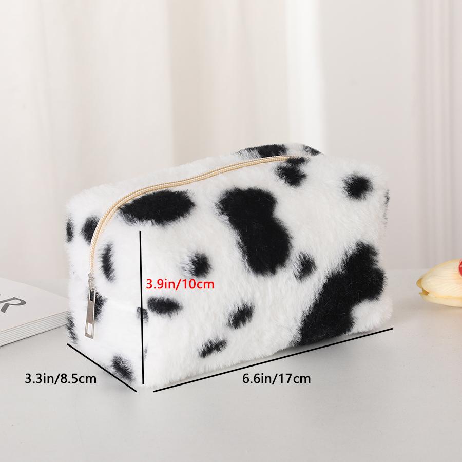 New plush new color cosmetic bag large capacity storage bag leopard handbag can store cosmetics, keys, cards, etc.
