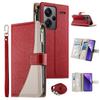 For Xiaomi Redmi Note 13 Pro+ 5G Case Zipper Wallet Color Splicing Leather Flip Phone Cover with Straps